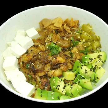 Poke de pollo teriyaki